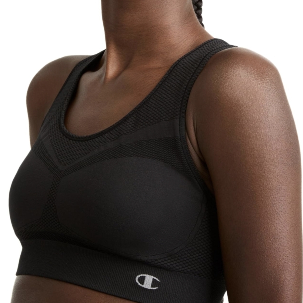 Champion Women's Black Mesh Sports Bra, Infinity Racerback